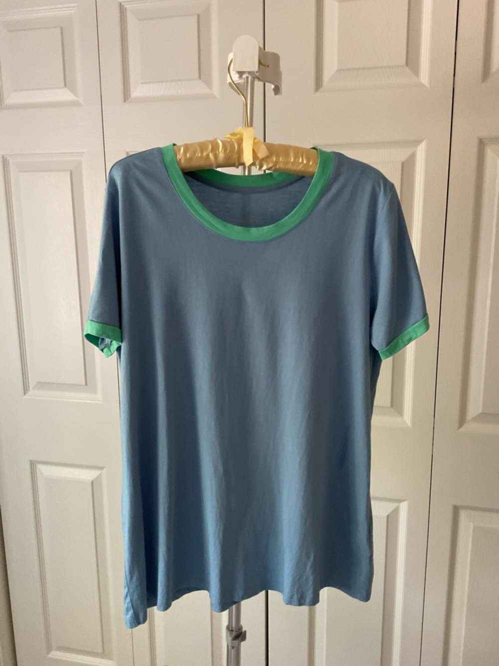 Logo periwinkle Blue Tee with Green Trim